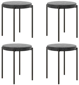 HOMCOM Set de 4 taburete de bucătărie, empilabile, stil catifea, până la 100 kg, cadru din oțel, 41,5 x 41,5 x 46 cm, Gri închis | Aosom Romania