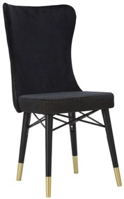 Set 2 scaune dining negre din catifea si lemn de Stejar, Mimoza Mauro Ferretti
