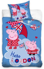 Lenjerie de pat pentru copii Culoare albastru, PEPPA PIG Hello London