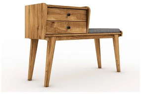 Bancă cu sertare din lemn de stejar cu șezut gri deschis Retro - The Beds