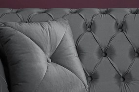 Canapea fixa eleganta Paris Chesterfield, gri argintiu