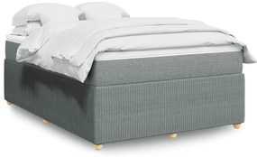 vidaXL Pat box spring cu saltea, gri deschis, 140x190 cm, textil