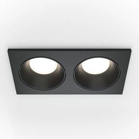 Corp incastrabil cu 2 spoturi design tehnic Zoom negru