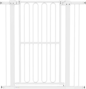 PawHut Poartă de Siguranță Extensibilă pentru Câini 76-104 x 104 cm, Deschidere cu o Singură Mână, Alb | Aosom Romania
