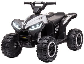 HOMCOM ATV Electric pentru Copii, Motocicletă pentru Copii cu Motor Dublu, 2 Viteze, Roți Late și Faruri LED, 83x53x55.5 cm, Alb | Aosom Romania