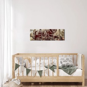 Tablou cu locomotivă istorică (cu ceas) (90x30 cm)