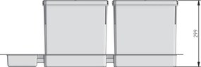 Cos gunoi incorporabil in sertar, GTV Axispace, colectare selectiva, pentru corp de 900 mm, gri antracit, 4 x 15 l Plastic, Gri antracit, L:824 mm;