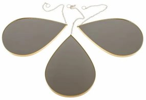 Oglindă de perete, set de 3, 27 x 1 x 19 cm