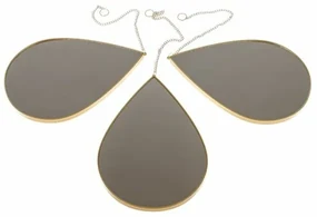 Oglindă de perete, set de 3, 27 x 1 x 19 cm