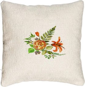Perna Decorativa Canapea, Model Florale, 40x40 cm, Bej Canapea, Husa Detasabila, Perna Inclusa, BEKZ®