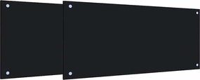 vidaXL Panou de bucătărie 2 pcs Negru 90 x 40 cm sticlă securizată