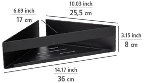 Raft pentru baie negru mat de colț autoadeziv din oțel inoxidabil Genova – Wenko