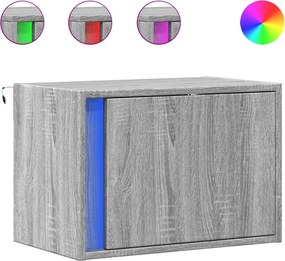 vidaXL Noptiere montate pe perete cu lumini LED, 2 buc., sonoma gri