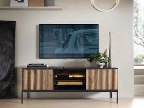 Dulap TV Dernas RTV154 (Negru grafit + Stejar wotan) (cu iluminat LED galben). 1106215