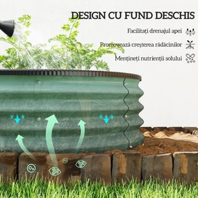 Outsunny Set de 2 Jardiniere Înălțate Modulare, Ghivece de Grădină cu Margine din Cauciuc, Fund Deschis, Jardiniere Înălțate din Oțel Galvanizat pentru Plante Aromatice, Fructe, Legume și Flori, 135x90x30 cm, Verde | Aosom Romania