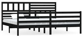 3101112 vidaXL Cadru de pat, negru, 200x200 cm, lemn masiv
