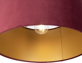 Lampă suspendată neagră cu abajur roșu și interior auriu 35cm 3 lumini - Cava