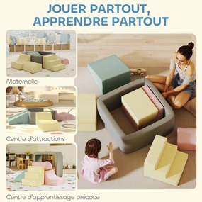 AIYAPLAY Parcurs de motricitate pentru bebeluși modular din spumă 7 piese husă lavabilă din catifea côtelată 174 x 174 x 30 cm multicolor | Aosom Romania