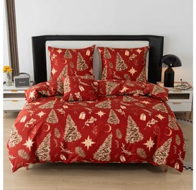 Lenjerie de pat din microfibra GOLD CHRISTMAS rosu Dimensiune lenjerie de pat: 2 buc 70 x 90 cm | 200 x 220 cm