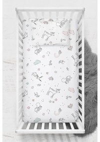 Cearceaf pentru copii alb din bumbac ranforcé pentru pătuț 100x150 cm Flowers – Mijolnir