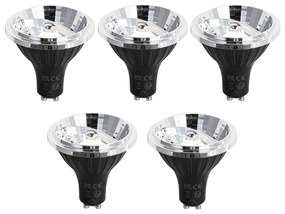 Set de 5 becuri LED GU10 reglabile 70mm 6.5W 600lm 2700K