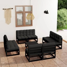 3076328 vidaXL Set mobilier grădină cu perne, 9 piese, lemn masiv pin