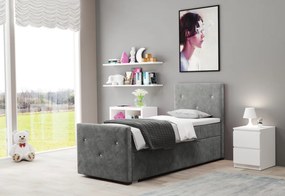 Supermobel Pat tapitat boxspring LILY + topper, 100x200, riviera 62, stanga