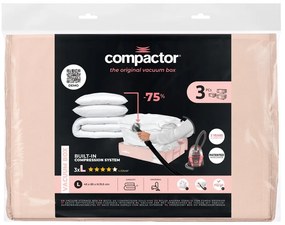 Cutii de depozitare sub pat 3 buc. din plastic cu vacuum 65x45x15,5 cm Pink Edition – Compactor