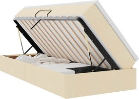 vidaXL Pat cu saltea și spațiu de depozitare Crem 90 x 190 cm