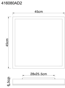 Plafoniera LED aluminiu argintiu, MDF gri DORO 45x45cm