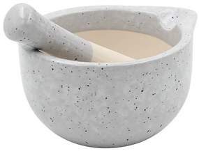 Mojar cu pistil, 330 ml, Excellent Houseware, ceramică, gri deschis