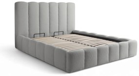 Pat tapițat Aura 180x200 cu spațiu depozitare - bouclé gri Quelle 83