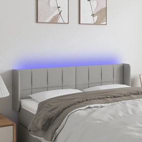 3123234 vidaXL Tăblie de pat cu LED, gri deschis, 147x16x78/88 cm, textil