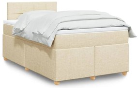 vidaXL Pat box spring cu saltea, crem, 120x200 cm, textil