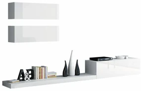 Camera de zi Charlotte 114Alb, Alb lucios, Cu comodă tv, Părți separate, PAL laminat, 300x42cm, 68 kg