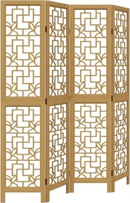 vidaXL Paravan de cameră cu 4 panouri, maro, lemn masiv paulownia