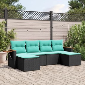 vidaXL Set canapele de grădină cu perne, 6 piese, negru, poliratan