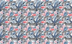 Fototapet - Mozaic - zebra cu flamingo (254x184 cm), în 8 de alte dimensiuni noi