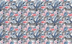 Fototapet - Mozaic - zebra cu flamingo (152,5x104 cm), în 8 de alte dimensiuni noi