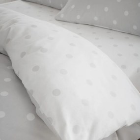 Cearceaf alb-gri din flanelă cu elastic 90x190 cm Polka Dot – Catherine Lansfield