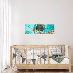 Tablou lumii submarine (cu ceas) (90x30 cm)