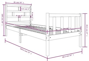 Cadru de pat Small Single 2FT6 maro miere 75x190 cm lemn masiv maro miere, 75 x 190 cm