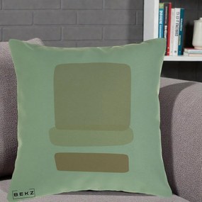 Perna Decorativa Abstract Forme Bej Poudre, 40x40 cm, Verde, Husa Detasabila, Perna Inclusa, BEKZ®