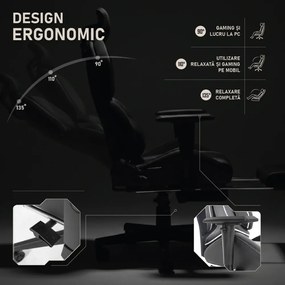 LUMINA X-Motion Core – Gaming & Office –Ergonomie, Confort Total, PU, Negru/Alb