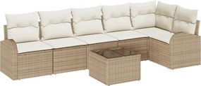 vidaXL Set de canapele pentru grădină 7 pcs Bej și Alb poliratan