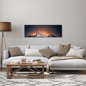 Tablou cu cerul nocturn și munți (cu ceas) (90x30 cm)