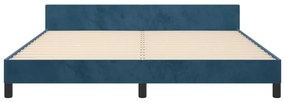 Cadru de pat cu tablie, albastru inchis, 160x200 cm, catifea Albastru inchis, 160 x 200 cm, Design simplu