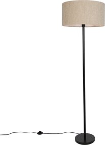 Lampă de podea modernă neagră cu abajur bej bouclé 50cm - Simplo
