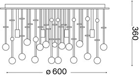 Plafonieră LED de cristal Ideal Lux MOONLIGHT 12xG9/3W/230V d. 60 cm auriu