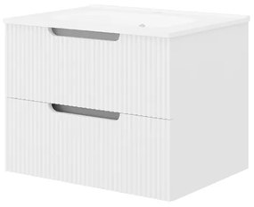 Set mobilier alb riflat cu lavoar inclus, Malta 60 cm 600 x 530 x 460 mm